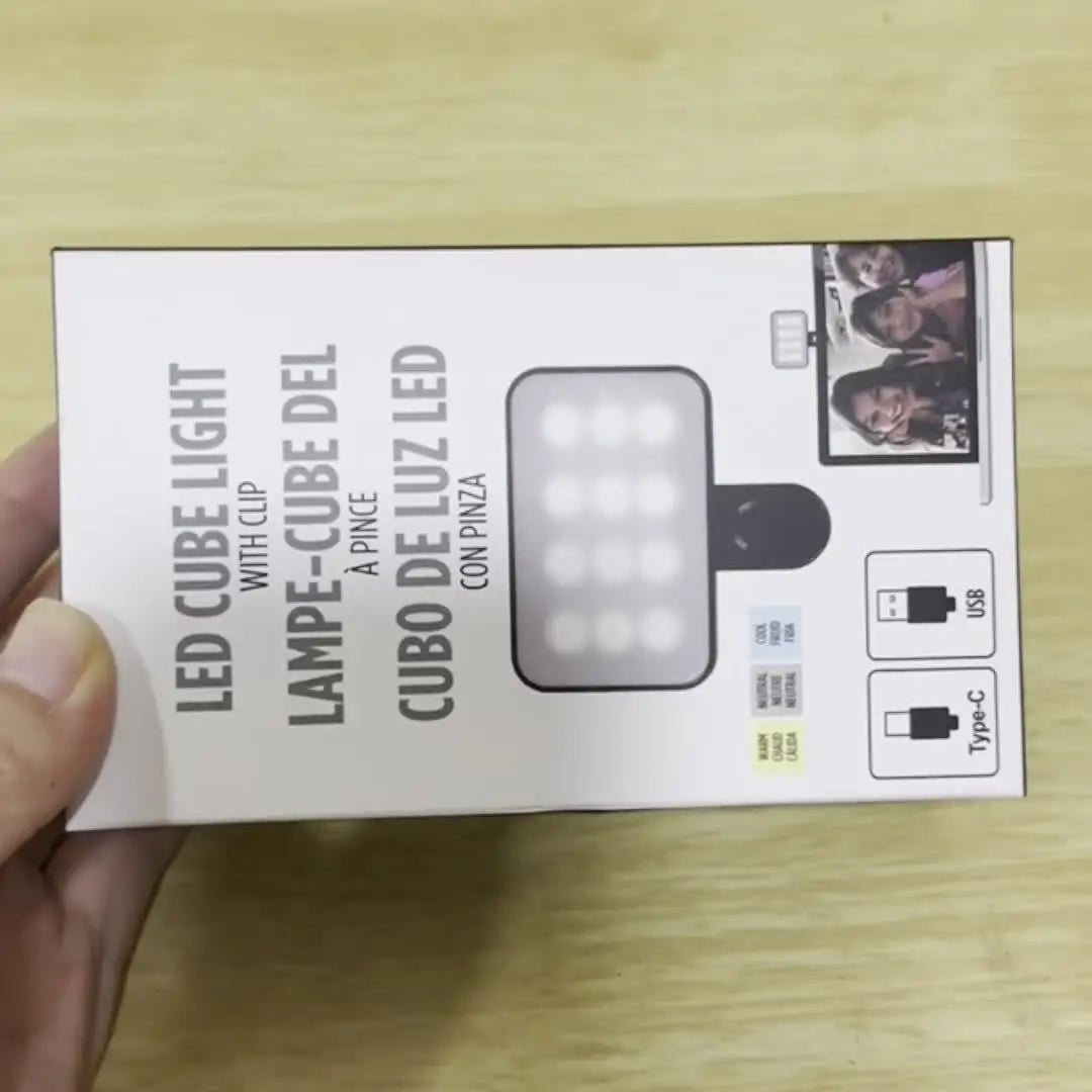 Mini Luz de Preenchimento para Selfie Recarregável - 3 Modos e Brilho Ajustável com Clip para Telemóvel e Computador