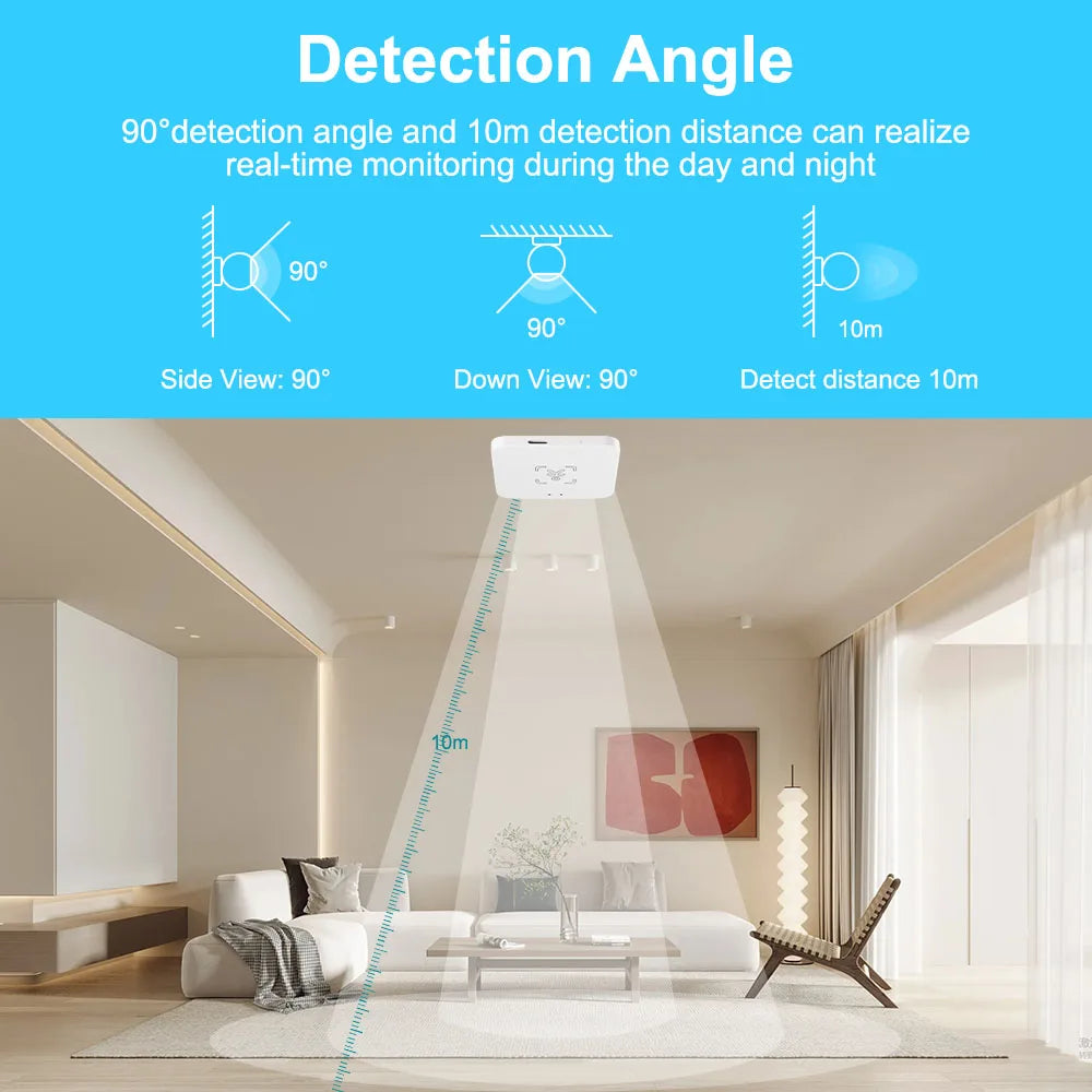 Sensor Inteligente de Presença Humana Wi-Fi/Zigbee - Detecção de Luminosidade e Distância, Compatível com Tuya Smart Life, Alexa e Google Home