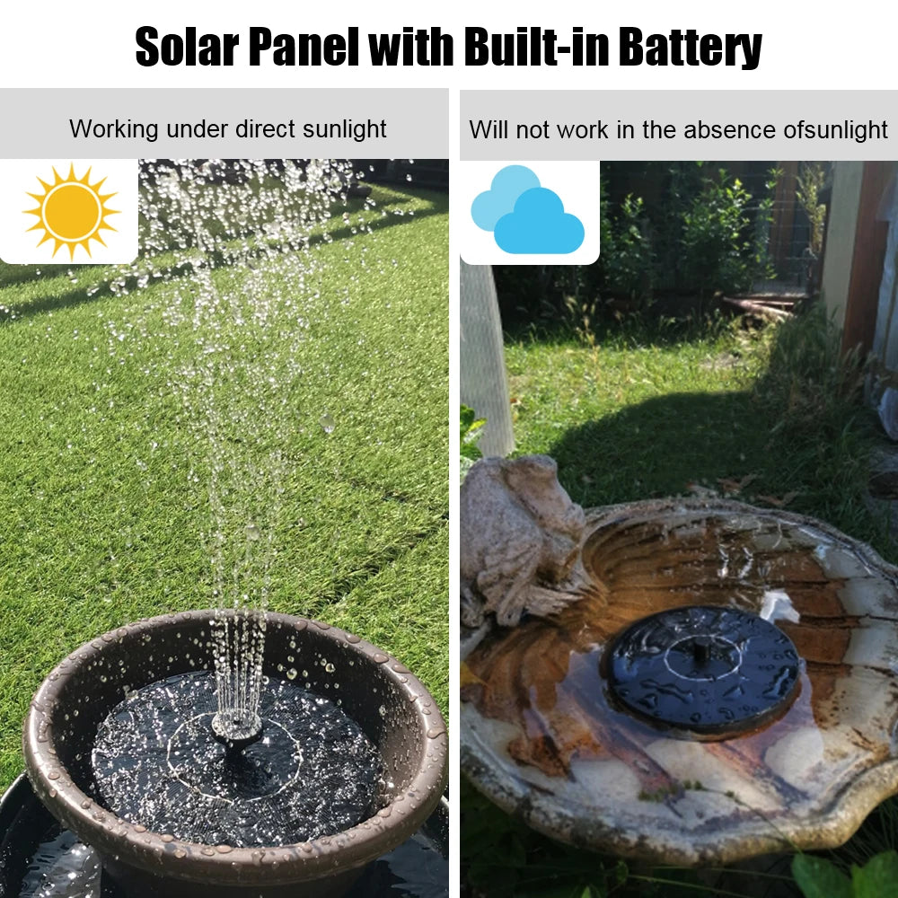 Fonte Solar para Jardim - Bacia para Pássaros com Bomba Flutuante e Decoração de Pátio, Ideal para Lago ou Cascata