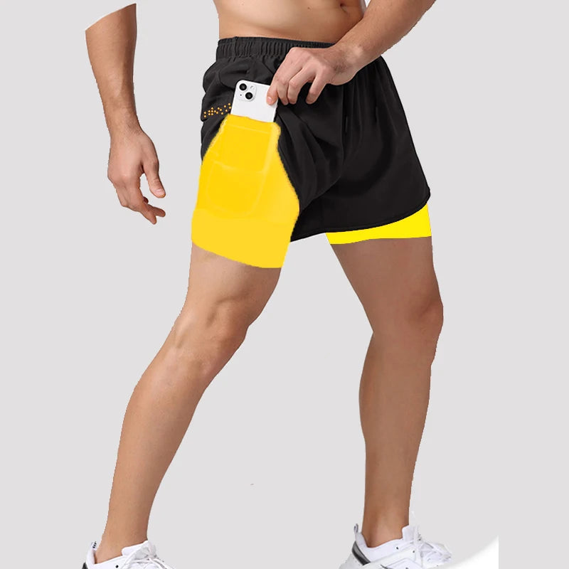 Shorts Masculinos 2 em 1 para Corrida – Rápido Secagem para Treino e Fitness