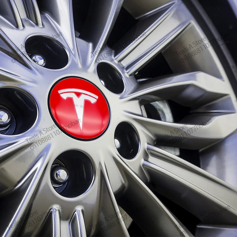 4 Peças de Capas de Centro 56mm para Tesla – Adesivos Personalizados com Logo para Model 3, Y, S e X – Acessórios de Carro de Alta Qualidade