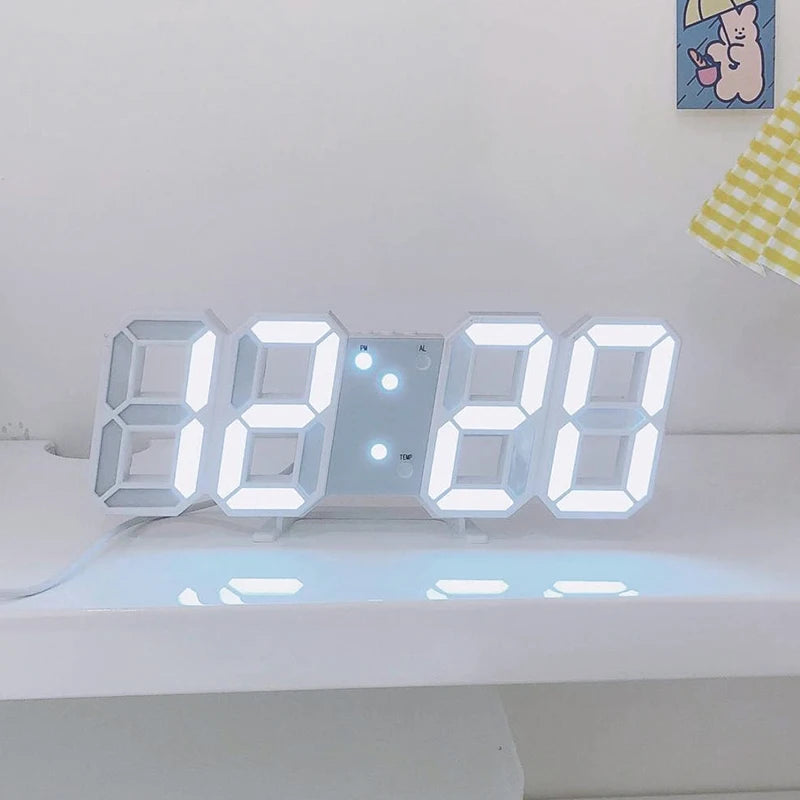 Relógio Digital 3D LED Multifuncional com Luz – Relógio de Parede Criativo e Fashion, USB e Decoração para Casa