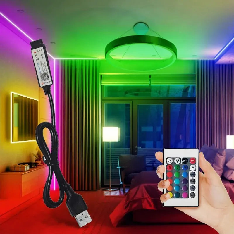 Fita LED RGB de 3m com Controle APP: Iluminação SMD 2835 Bluetooth Flexível para Retroiluminação de Computador e TV