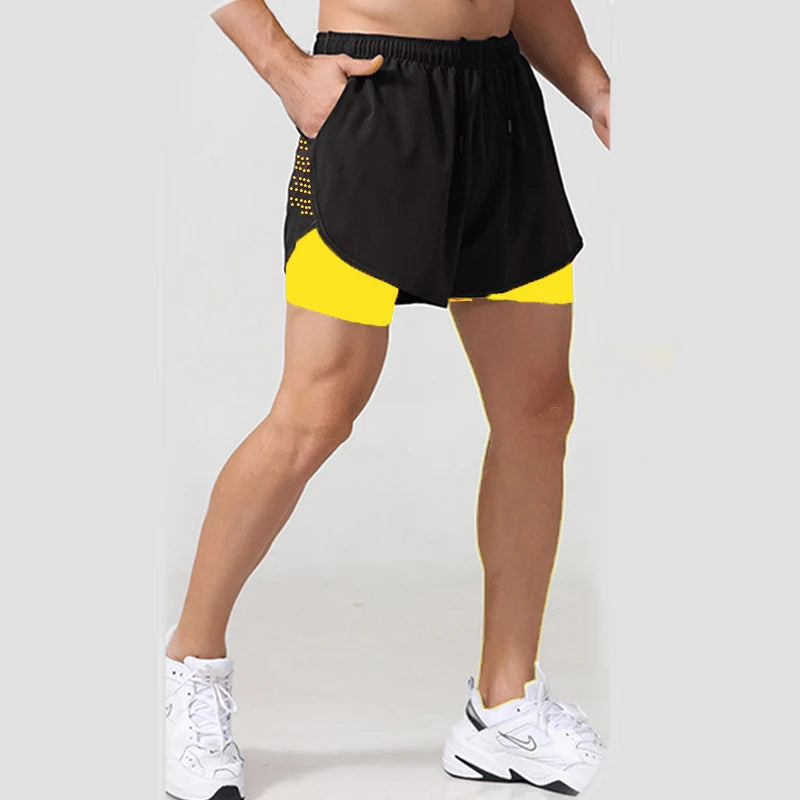 Shorts Masculinos 2 em 1 para Corrida – Rápido Secagem para Treino e Fitness