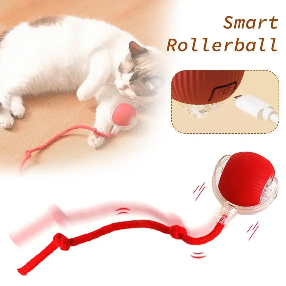 Brinquedo Inteligente para Gato e Cão - Bola Elétrica com Cauda Fake Rolante, Recarregável, Imitação de Rato para Treinamento e Diversão em Casa