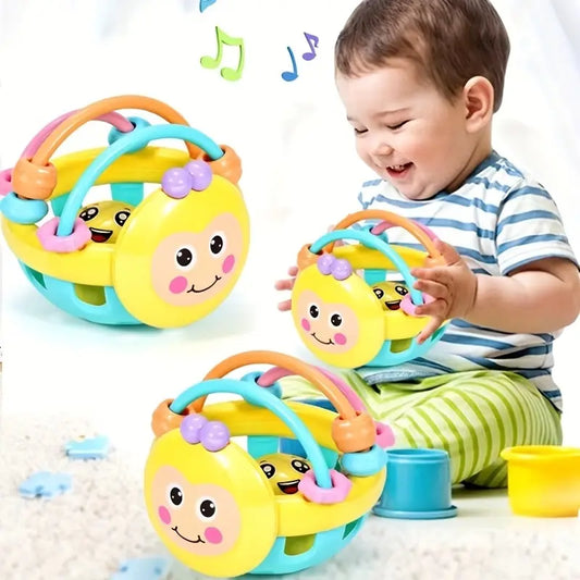 Bola Chocalho para Bebé 10cm – Brinquedo Interativo para Desenvolvimento Cognitivo, para Bebés de 0 a 12 Meses – Plástico com Som