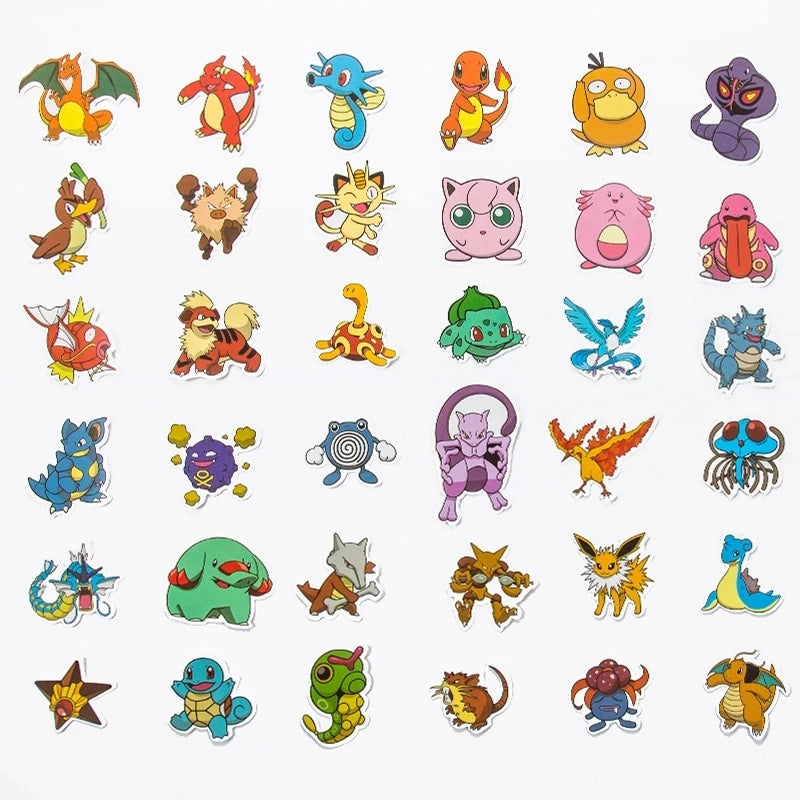 50/100 Adesivos Kawaii Pikachu Pokémon – Stickers Impermeáveis para Motocicleta, Telefone, Carro, Skate, Laptop e Brinquedos para Crianças