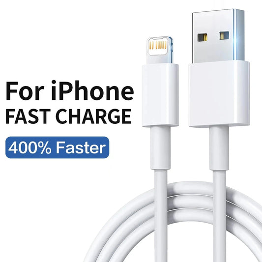 Cabo USB para iPhone 14, 13, 12, 11 Pro Max, Mini, 6, 7, 8, Plus, XS, X, XR, SE e iPad - Cabo de Sincronização e Carregamento Rápido 20W, Disponível em 0,25M, 1M e 2M