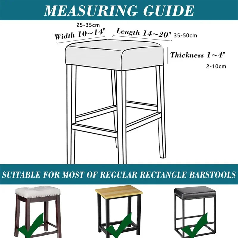 Capa de Assento Quadrada em Jacquard: Protetores Elásticos para Bancos de Bar e Assentos de Sala de Estar