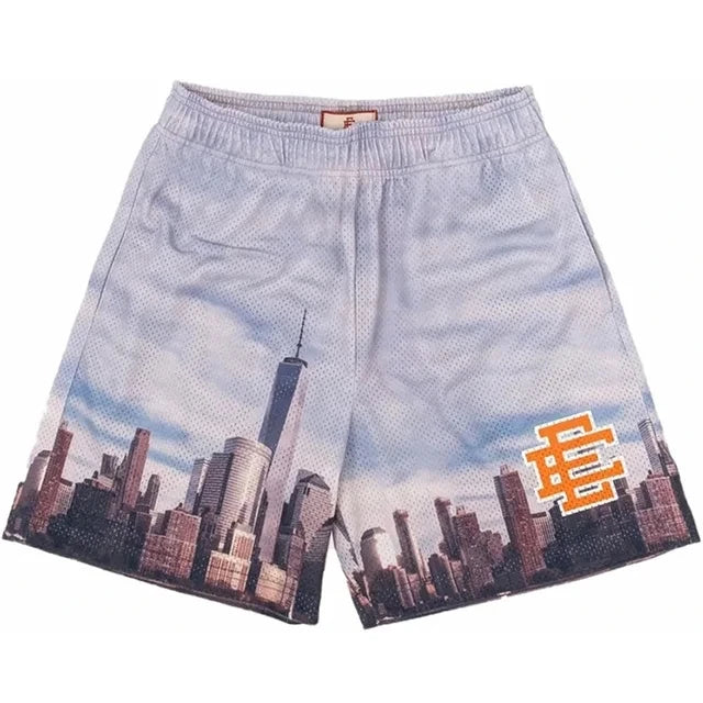 Shorts Casuais Masculinos "New York City Skyline" – Conforto e Estilo para Atividades Físicas