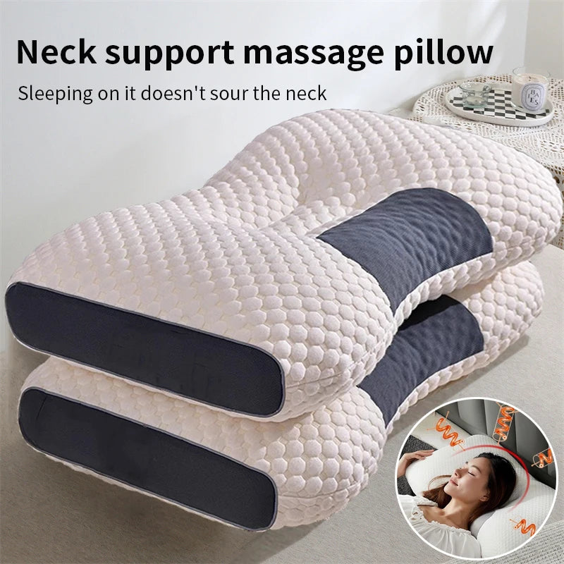 Travesseiro para Pescoço - Apoio para o Sono e Proteção Cervical, Almofada Ortopédica de Fibra de Soja com Massagem, Ideal para Dormir