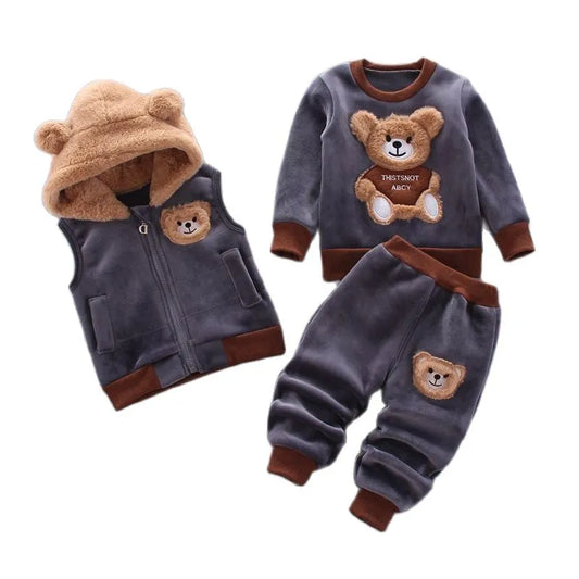 Conjunto de Roupas para Bebês: 3 Peças em Fleece com Capuz para Meninos e Meninas, Confortável e Quente