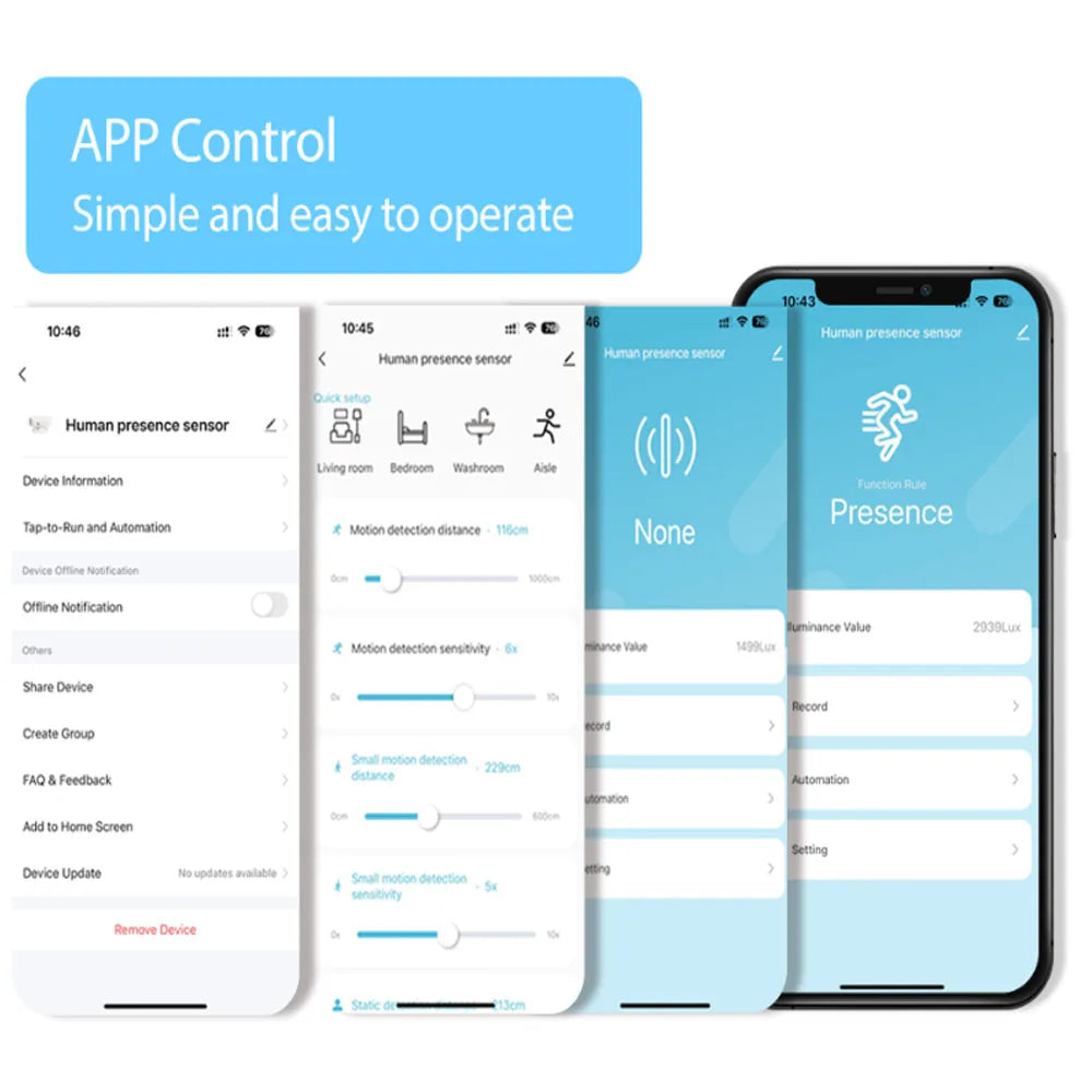 Sensor Inteligente de Presença Humana Wi-Fi/Zigbee - Detecção de Luminosidade e Distância, Compatível com Tuya Smart Life, Alexa e Google Home