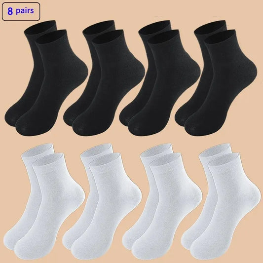 8 Pares de Meias Masculinas para Outono e Inverno - Desportivas, Confortáveis, Leves e Respirantes, Absorventes de Suor para Uso Casual