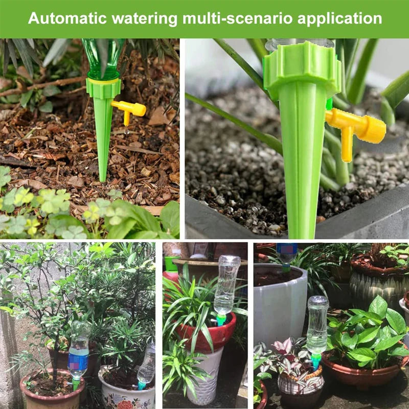 Sistema de Irrigação Automática para Plantas - Picos Autocolantes Ajustáveis para Rega de Flores, Jardim e Estufa