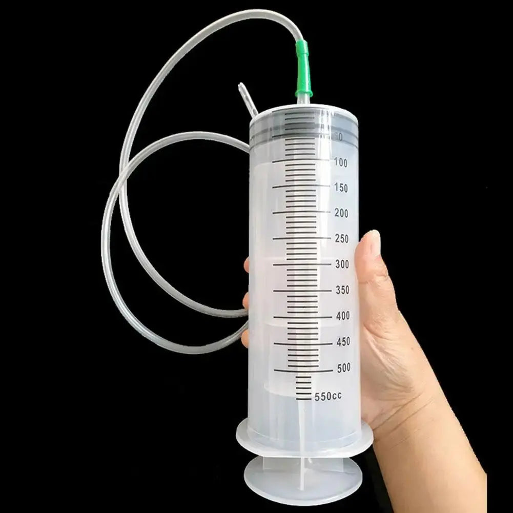 Seringa de Grande Capacidade (100/300/550ml) com Bomba de Óleo e Mangueira de 1m - Seringa para Alimentação de Animais, Medição e Hidroponia