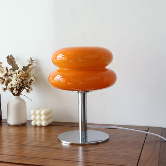 Lâmpada de Mesa de Vidro Macaron com Luz Tricromática e Proteção Ocular - Decoração para Quarto e Sala