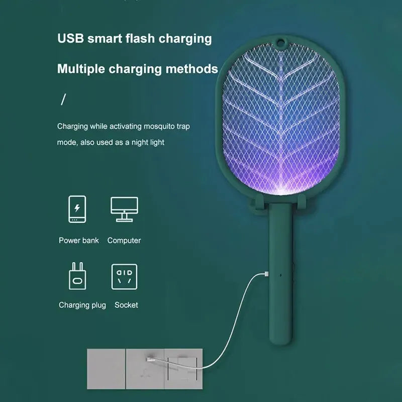 Raquete Elétrica Anti-Mosquitos Recarregável por USB – Mata Mosquitos Seguro para Casa, Armadilha Elétrica Eficaz