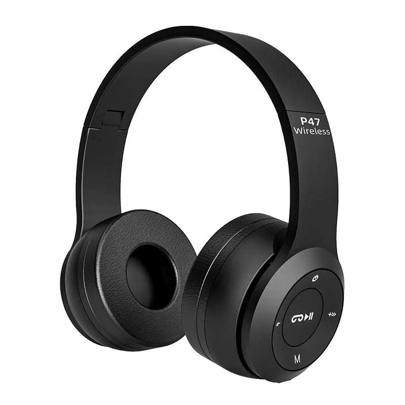 Headset Estéreo P47 - Auriculares Bluetooth 5.0 Dobráveis, Sem Fios, para Desporto e Jogos