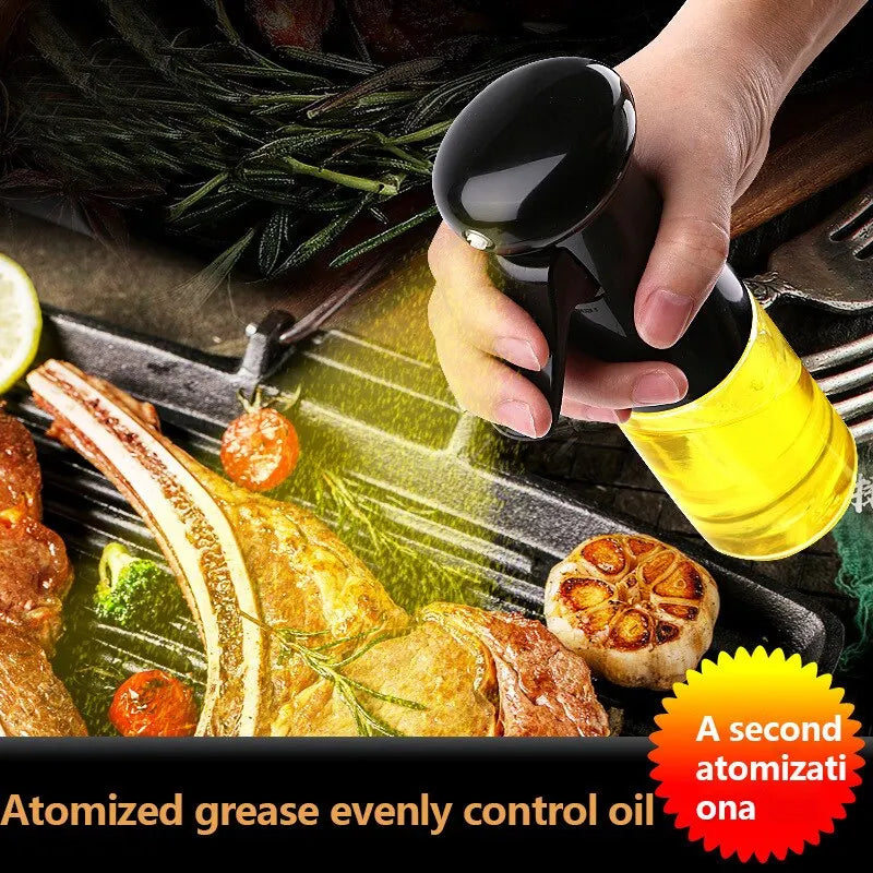 Frasco de Óleo de Cozinha Transparente Preto - Spray Dispensador de Azeite para Cozinhar, Fitness e Churrasco