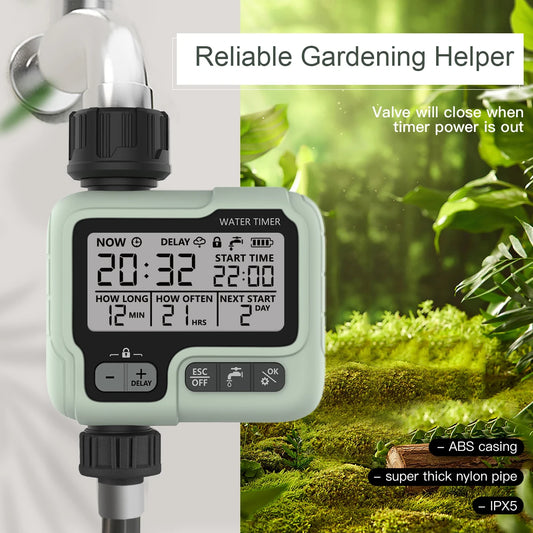 Timer Automático HCT-322 para Irrigação Digital - Sprinkler Inteligente para Jardim e Economia de Água e Tempo