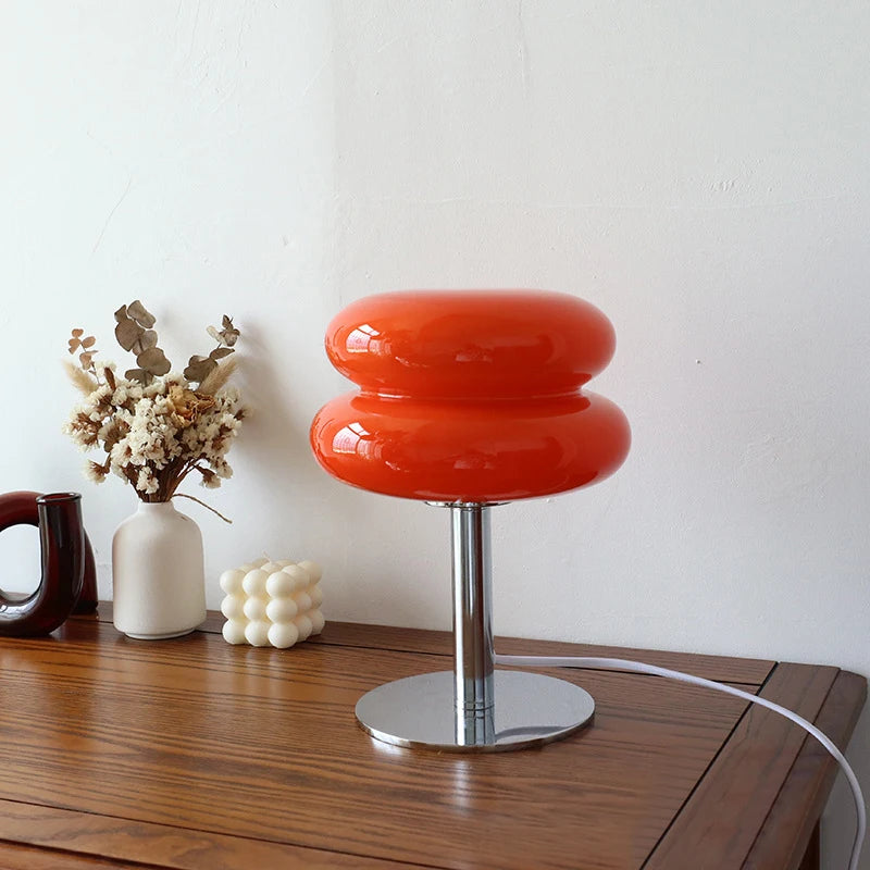 Lâmpada de Mesa de Vidro Macaron com Luz Tricromática e Proteção Ocular - Decoração para Quarto e Sala