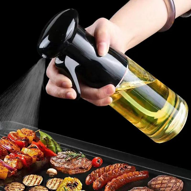 Frasco de Óleo de Cozinha Transparente Preto - Spray Dispensador de Azeite para Cozinhar, Fitness e Churrasco