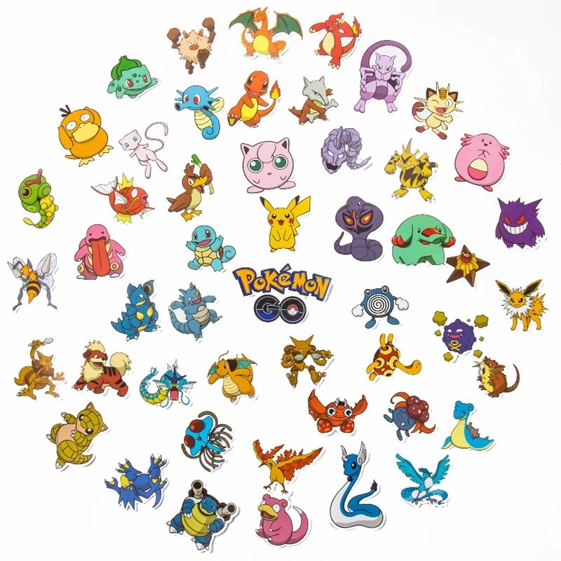 50/100 Adesivos Kawaii Pikachu Pokémon – Stickers Impermeáveis para Motocicleta, Telefone, Carro, Skate, Laptop e Brinquedos para Crianças