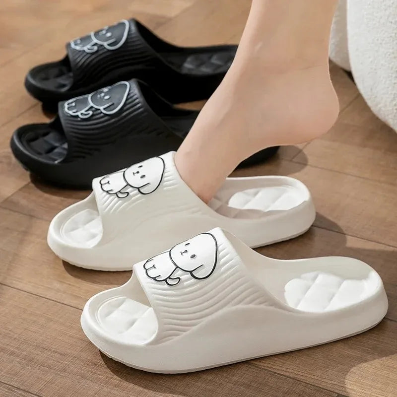 Chinelos de Casal Fofos - Pantufas de Verão Femininas para Casa, À Prova de Escorregões, Solas Espessas em EVA