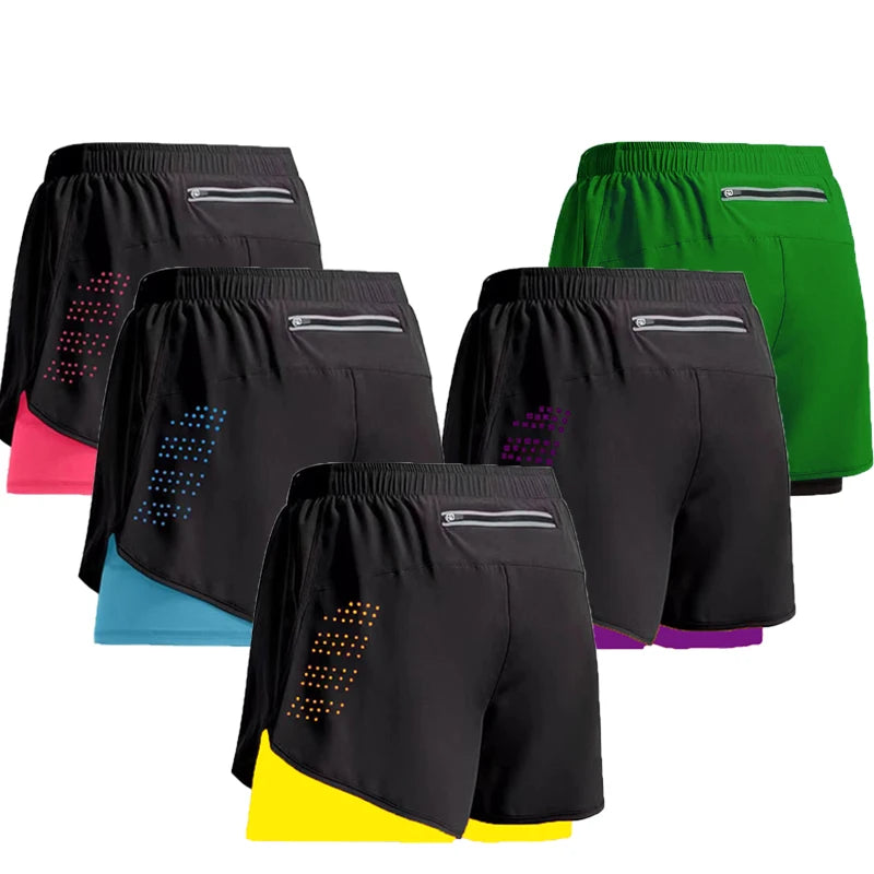 Shorts Masculinos 2 em 1 para Corrida – Rápido Secagem para Treino e Fitness