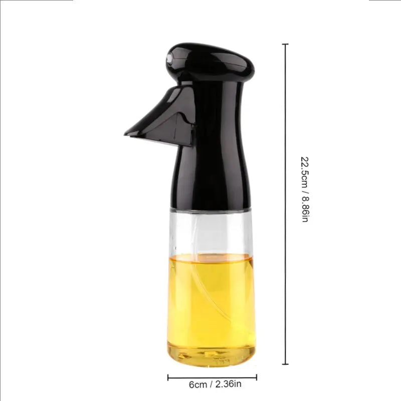 Frasco de Óleo de Cozinha Transparente Preto - Spray Dispensador de Azeite para Cozinhar, Fitness e Churrasco