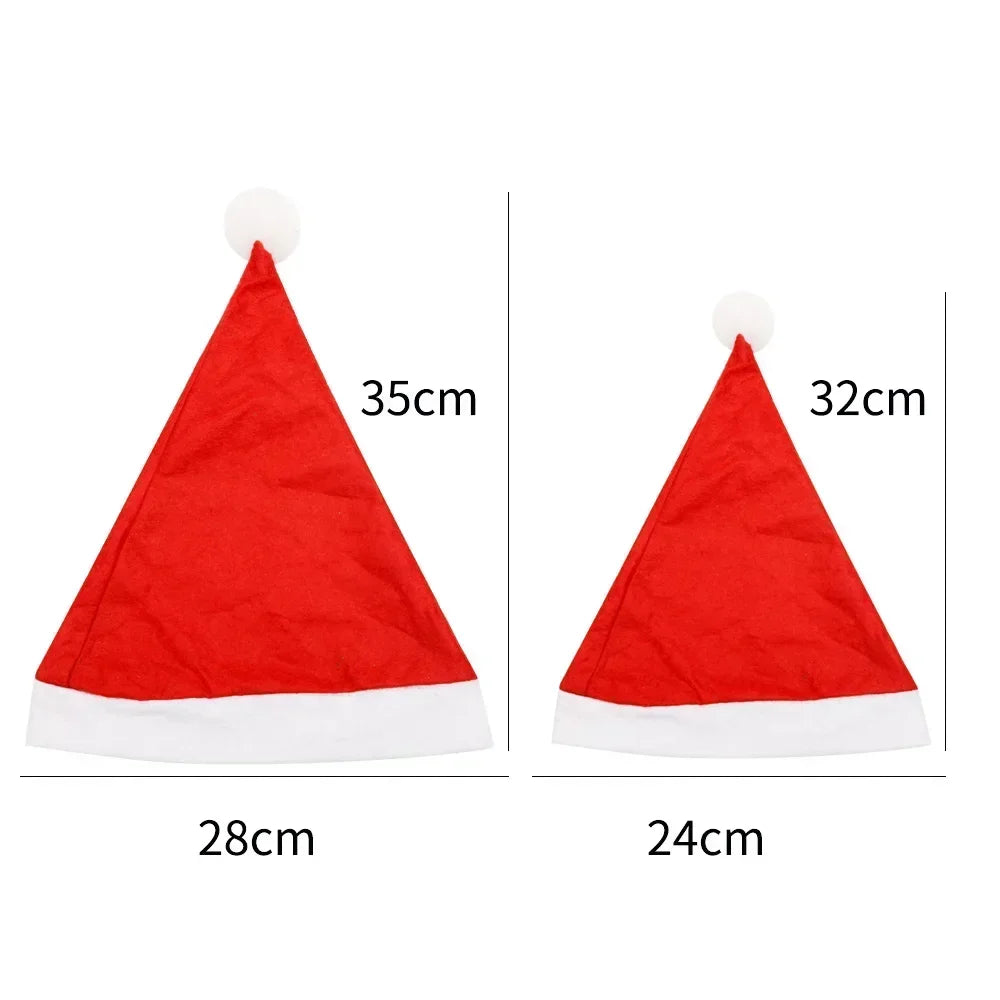 Chapéu de Natal Vermelho - 1 ou 20 Peças - Para Adultos e Crianças - Capas de Santa Claus em Tecido Não Tecido para Decoração e Presentes de Fim de Ano