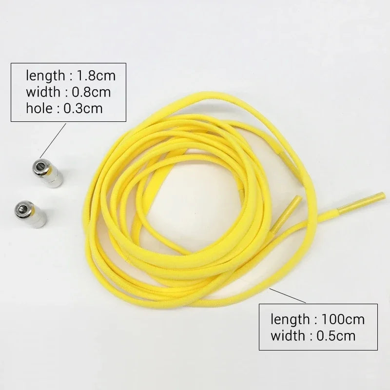 Cadarços Elásticos de 100cm para Ténis - Sistema Sem Nó com Fecho de Metal - Ideais para Crianças e Adultos