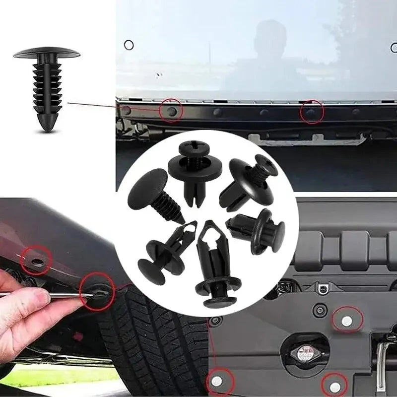 Kit de 190 Peças - Fechos Universais para Carro, 6 Modelos e Tamanhos - Fixação, Rebites e Clipes de Plástico ABS