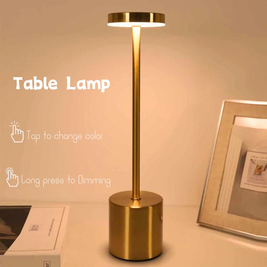 Lâmpada de Mesa LED Recarregável com Toque - Luz Ambiente Criativa em 3 Cores, Ideal para Quarto, Decoração Exterior e Luz Noturna