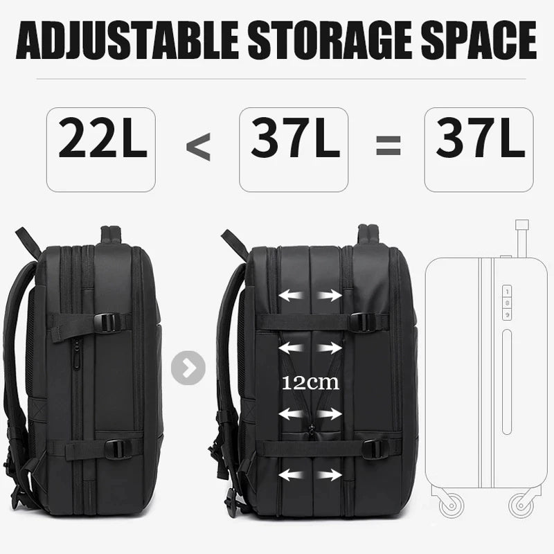 Mochila de Viagem BANGE para Homens - Mochila de Negócios e Escola, Expansível com USB, Grande Capacidade para Laptop até 17,3", Impermeável e Elegante