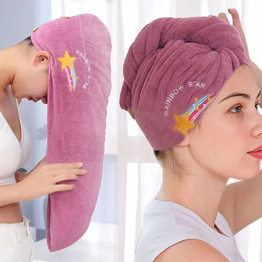 Toalha de Cabelo Rápida de Secagem – Super Absorvente e Macia, Tamanho Mulher, para Banho e Cuidados Capilares, Boné para Secar Cabelo