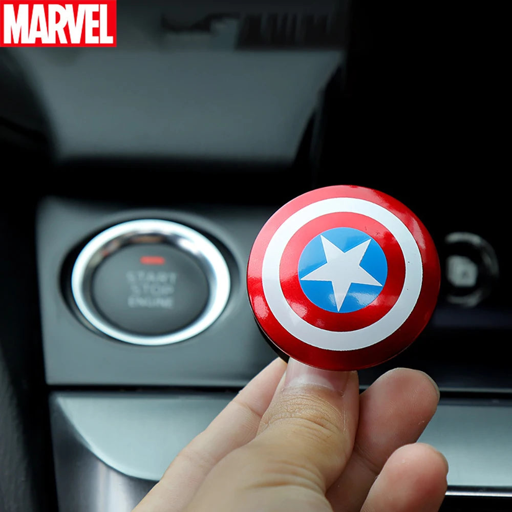 Botão de Arranque do Motor em Estilo Marvel - Capa Protetora de Ignition com Stickers do Capitão América e Homem de Ferro - Acessório de Carro para Painel de Controlo