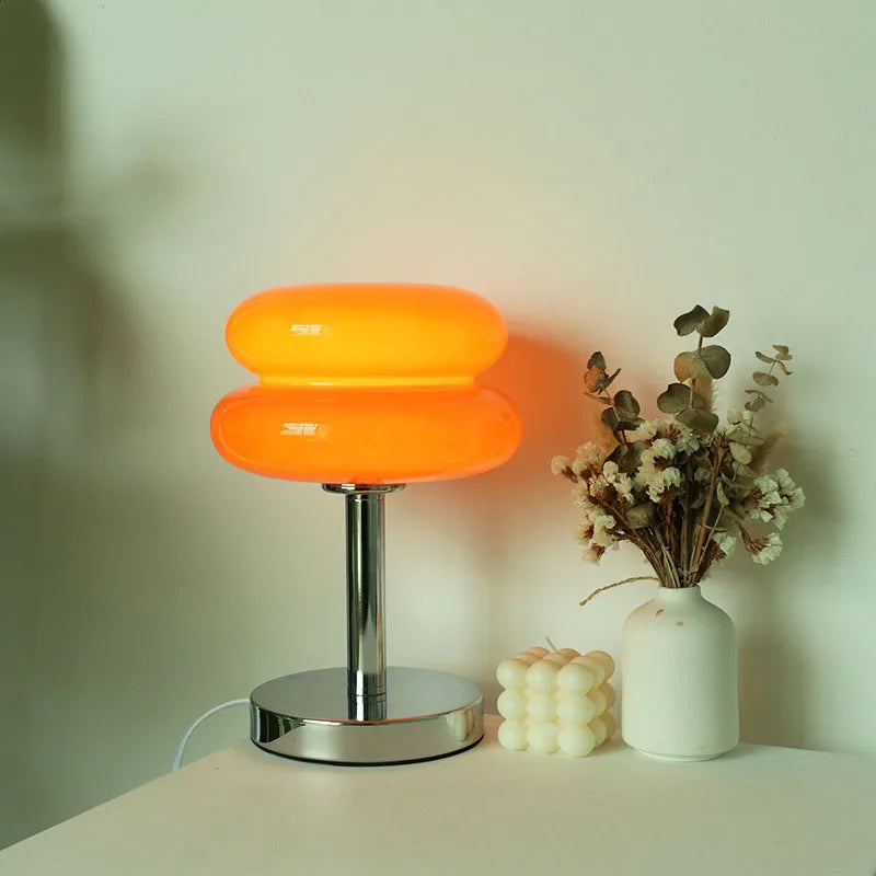 Lâmpada de Mesa de Vidro Macaron com Luz Tricromática e Proteção Ocular - Decoração para Quarto e Sala