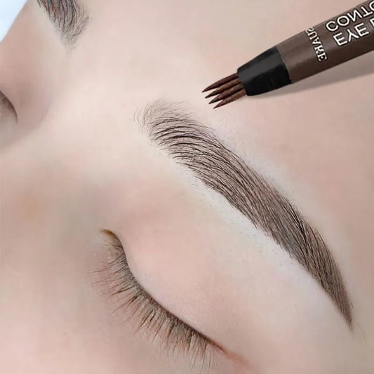 Lápis de Sobrancelhas 4 Pontos - Caneta Líquida à Prova de Água, Maquilhagem de Longa Duração, Lápis Microblading para Mulheres