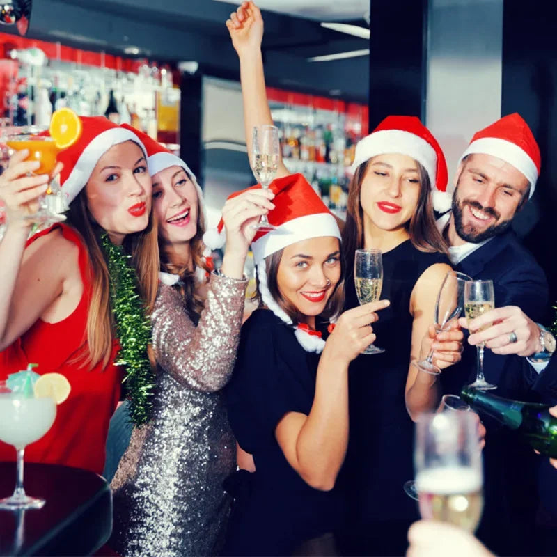 Chapéu de Natal Vermelho - 1 ou 20 Peças - Para Adultos e Crianças - Capas de Santa Claus em Tecido Não Tecido para Decoração e Presentes de Fim de Ano