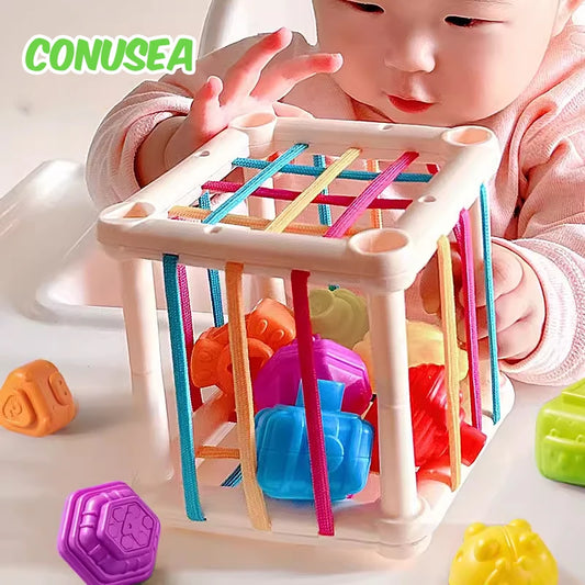 Brinquedos Montessori para Bebés 0-12 Meses: Jogo Educativo de Classificação com Blocos Coloridos para Desenvolvimento Sensorial