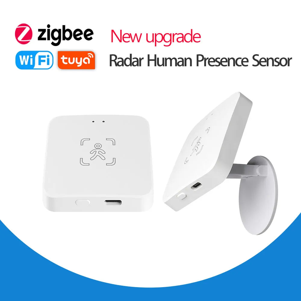 Sensor Inteligente de Presença Humana Wi-Fi/Zigbee - Detecção de Luminosidade e Distância, Compatível com Tuya Smart Life, Alexa e Google Home