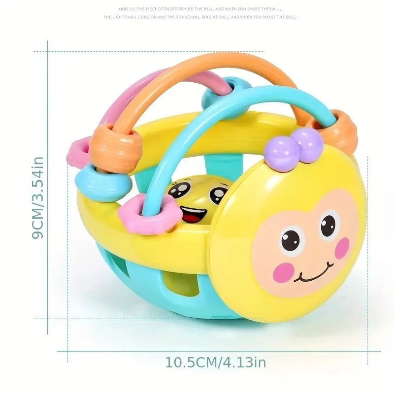 Bola Chocalho para Bebé 10cm – Brinquedo Interativo para Desenvolvimento Cognitivo, para Bebés de 0 a 12 Meses – Plástico com Som