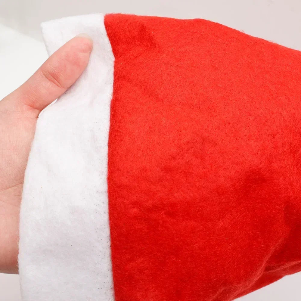 Chapéu de Natal Vermelho - 1 ou 20 Peças - Para Adultos e Crianças - Capas de Santa Claus em Tecido Não Tecido para Decoração e Presentes de Fim de Ano