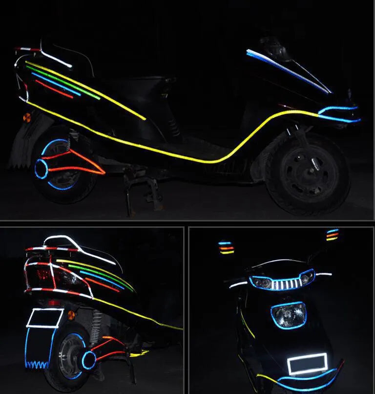 Fita Reflexiva Fluorescente 1cm x 8m para Bicicleta, Capacete, Moto e Patinete - Adesivo MTB para Segurança e Visibilidade